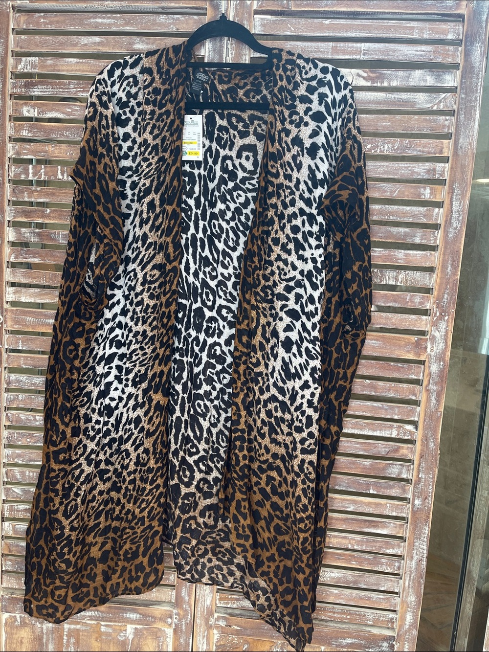 Leopard Print Open-Front Women's Cardigan poncho shawl Brown/Black/White
